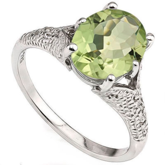 Ring 2.23 Green Amethyst & Diamond Sterling Silver